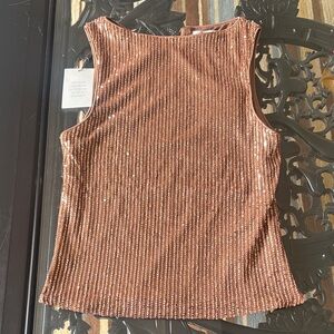 NWT Sleeveless Sequin Copper Tank Top